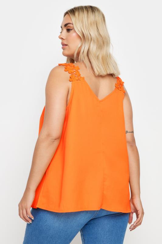YOURS Plus Size Orange Floral Trim Cami | Yours Clothing 3