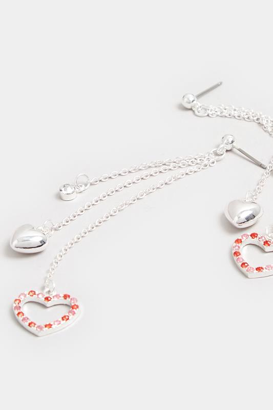 Silver Heart Triple Tassel Earrings | Yours Clothing 3