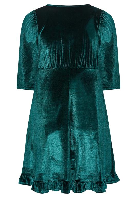 Curve Plus Size Womens Emerald Green Velvet Keyhole Midi Dress | Yours Clothing 7