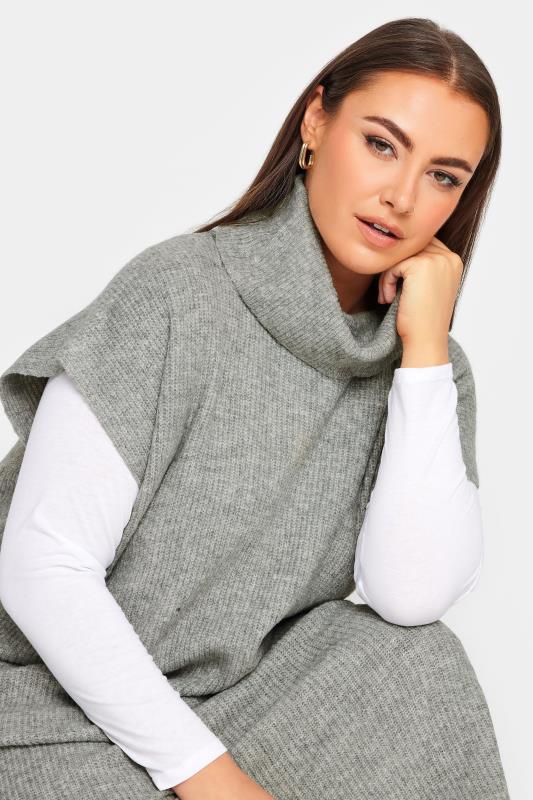 YOURS Curve Grey Roll Neck Knitted Dress | Yours Clothing 4