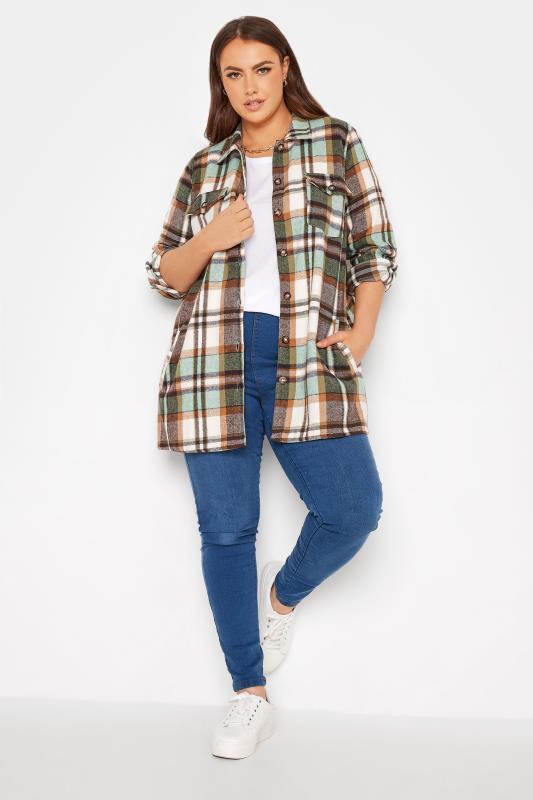 LIMITED COLLECTION Plus Size Green Checked Shacket | Yours Clothing  2