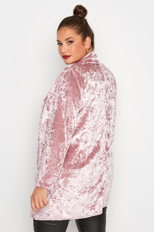 LIMITED COLLECTION Plus Size Pink Velvet Blazer | Yours Clothing  3