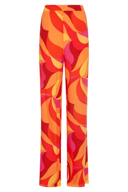 LTS Tall Bright Orange Swirl Print Wide Leg Trousers 5