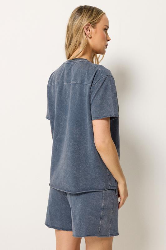 LTS Tall Women's Set Navy Blue Acid Wash T-Shirt & Shorts | Long Tall Sally 2
