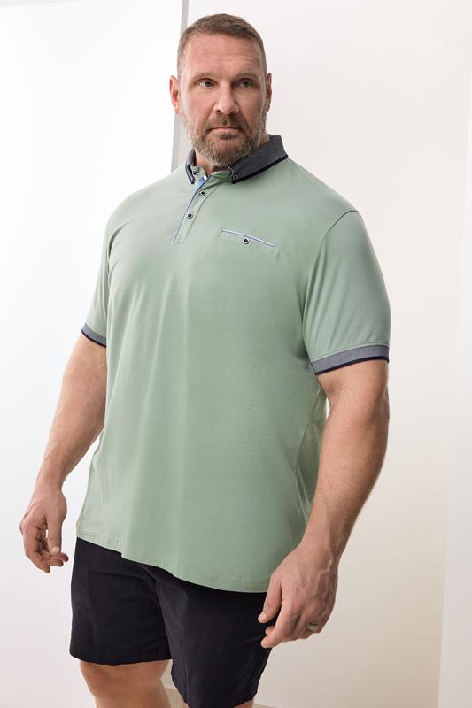  BadRhino Big & Tall Polo à poche vert en chambray
