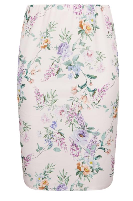YOURS LONDON Plus Size Pink Floral Pencil Skirt | Yours Clothing 5