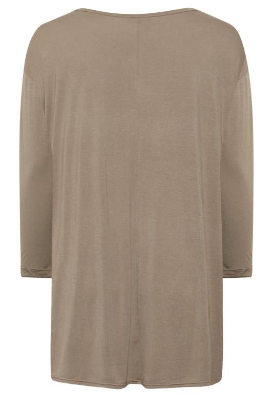 Plus Size Brown Long Sleeve Oversized T-Shirt | Yours Clothing 6