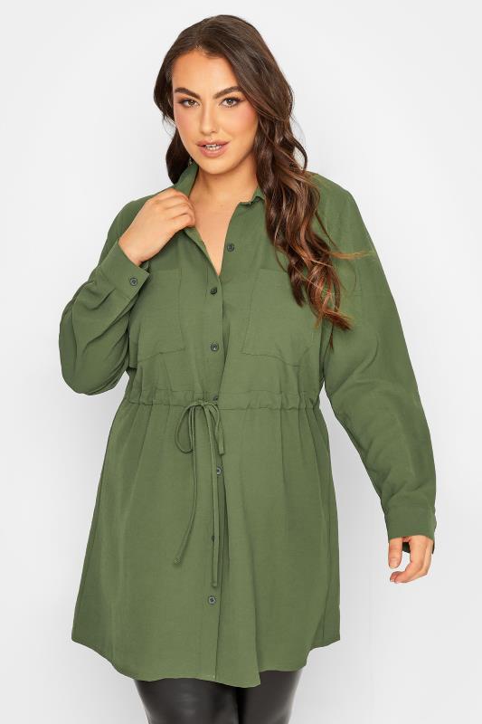 Plus Size  YOURS Curve Green Utility Tunic Shirt