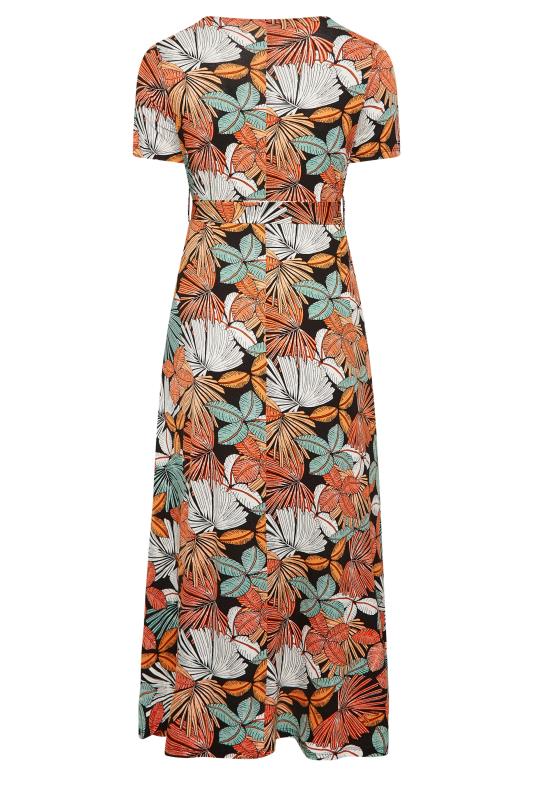 YOURS Plus Size Black & Orange Leaf Print Maxi Dress | Yours Clothing 7