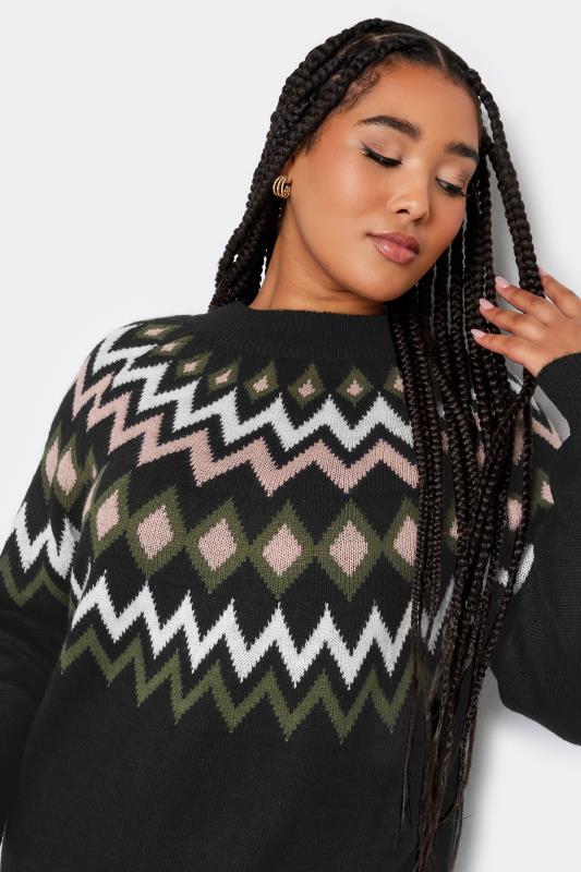 YOURS Plus Size Black Fairisle Knitted Jumper | Yours Clothing 4