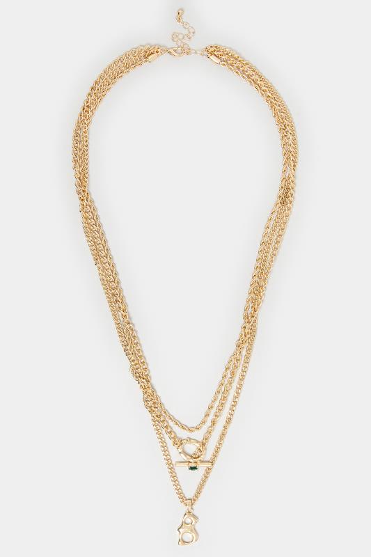 Gold Triple Layer Chain Necklace | Yours Clothing 2