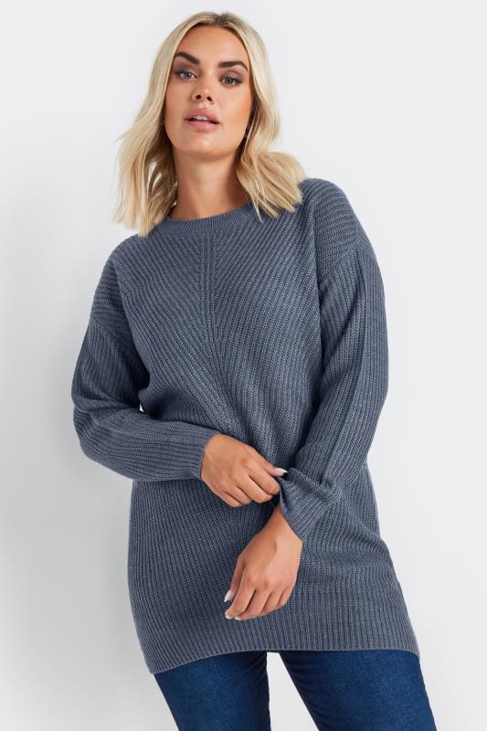 Plus Size  YOURS Curve Essential Blue Knitted Jumper