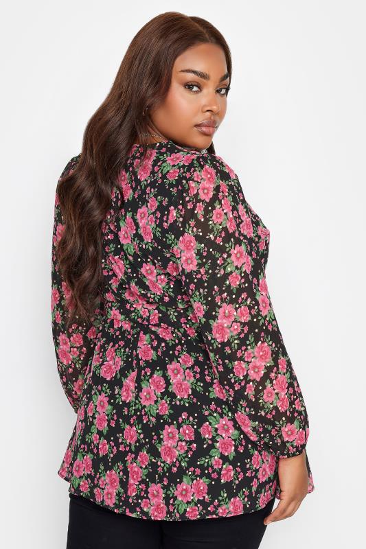 YOURS LONDON Plus Size Floral Print Wrap Top | Yours Clothing 3
