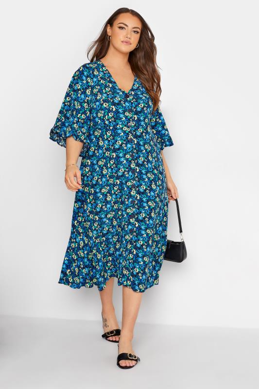  Tallas Grandes LIMITED COLLECTION Curve Blue Floral Midaxi Dress