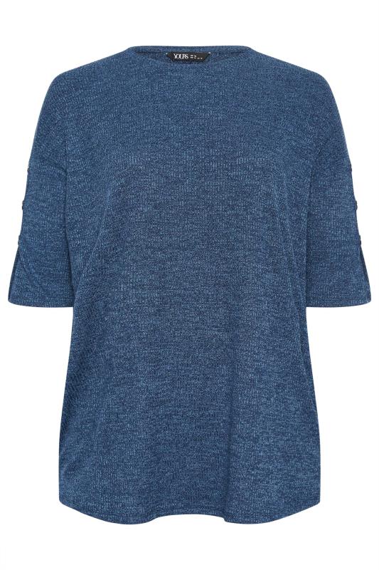 YOURS Plus Size Blue Soft Touch Button Top | Yours Clothing 5