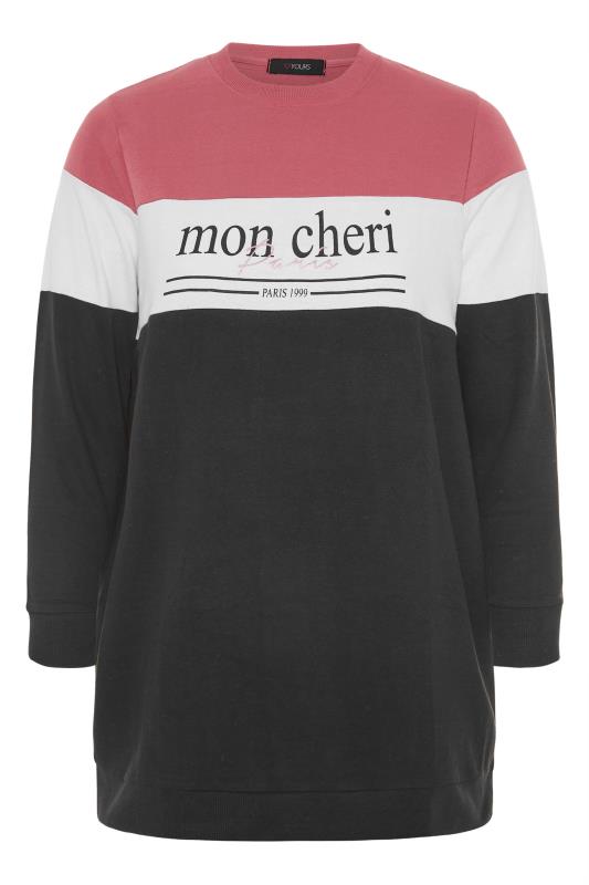 Curve Black 'Mon Cheri' Colour Block Sweatshirt_F.jpg