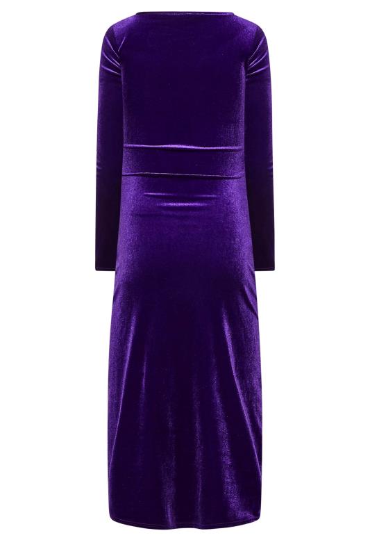 LTS Tall Purple Ruched Velvet Midi Dress 7