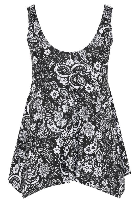 YOURS Plus Size Black Paisley Print Buckle Front Tankini Top | Yours Clothing 9