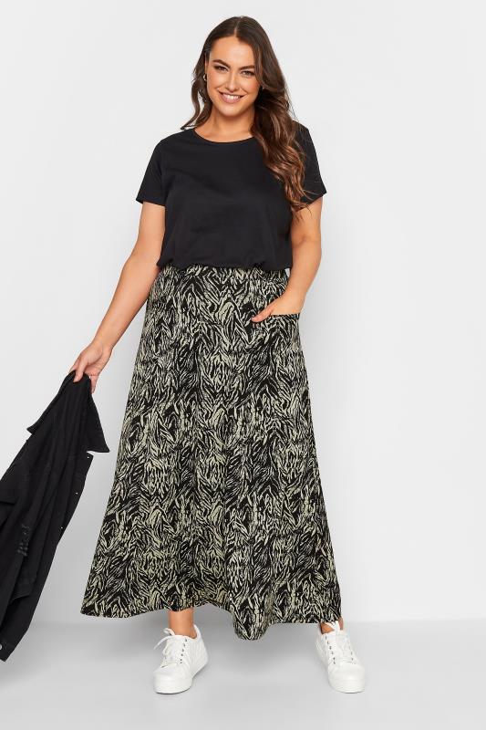 Plus Size Black Animal Print Maxi Skirt | Yours Clothing  2