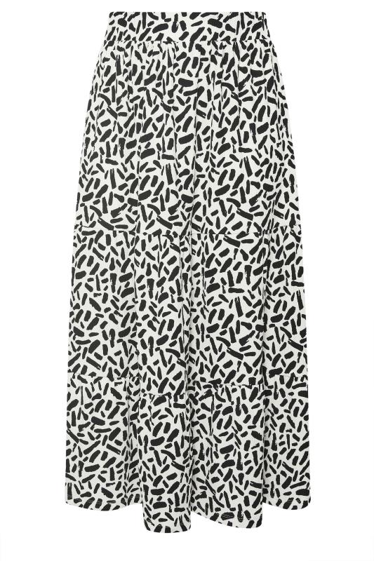 YOURS Plus Size White Abstract Print Tiered Maxi Skirt | Yours Clothing 5