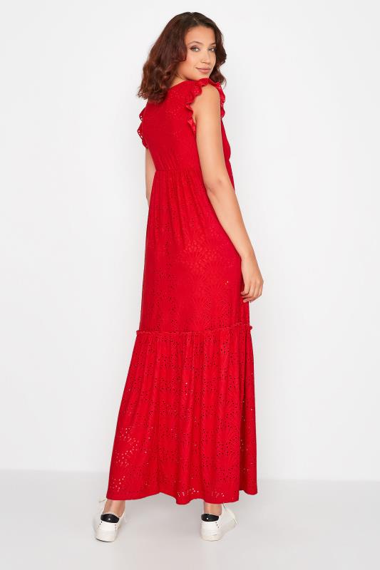 LTS Tall Red Broderie Anglaise Frill Maxi Dress 3