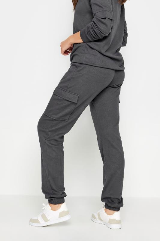 LTS Tall Women's Charcoal Grey Ribbed Cargo Joggers | Long Tall Sally 3