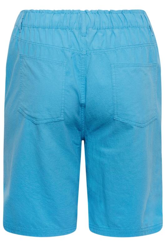 YOURS Curve Plus Size Blue Cotton Shorts | Yours Clothing  5