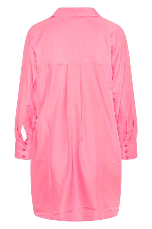 LIMITED COLLECTION Plus Size Neon Pink Oversized Boyfriend Shirt | Yours Clothing 7