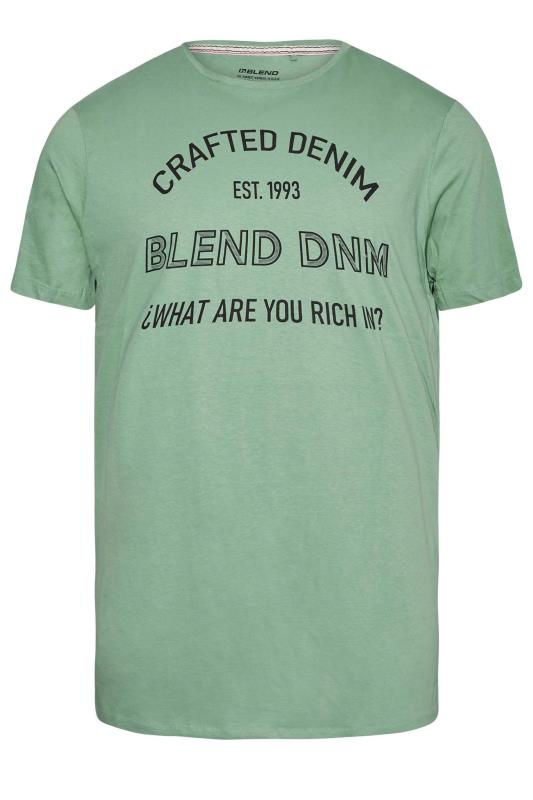 BLEND Big & Tall Sage Green 'Crafted' Print T-Shirt | BadRhino 2