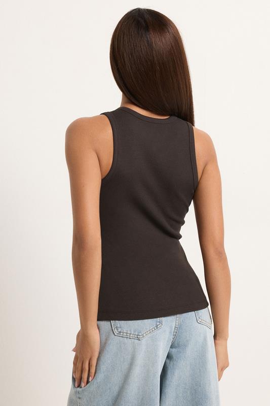 PixieGirl Petite 2 PACK Women's Chocolate Brown & Yellow Ribbed Cotton Vest Top | PixieGirl 6