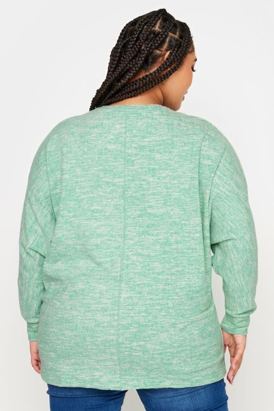 YOURS LUXURY Plus Size Green Marl Soft Touch Sweatshirt | Yours Clothing 3