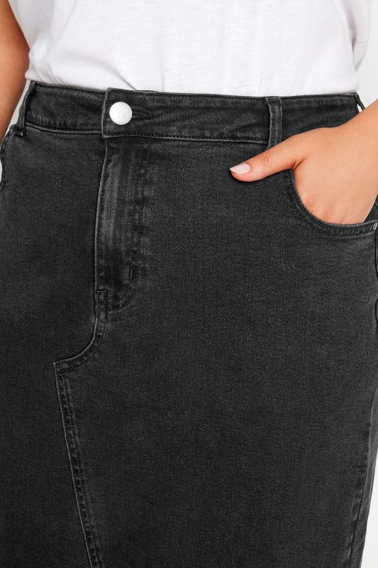 YOURS Plus Size Black Midi Stretch Denim Skirt | Yours Clothing 6
