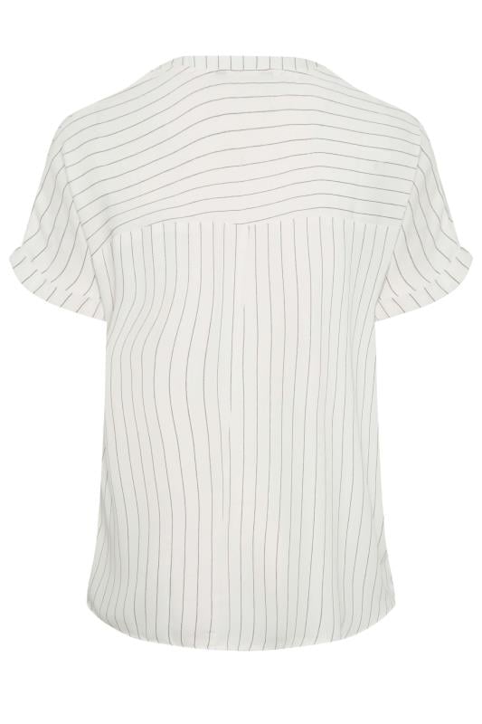 YOURS Curve Plus Size White Half Placket Stripe Blouse | Yours Clothing  7