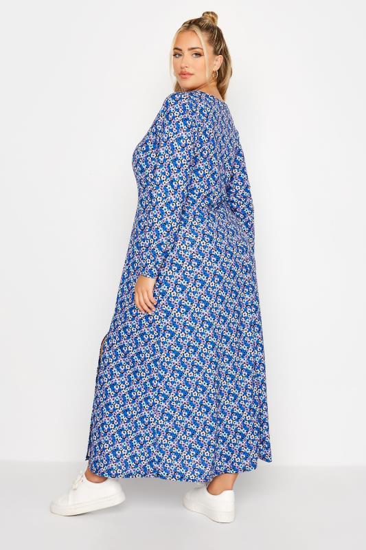 LIMITED COLLECTION Curve Blue Floral Square Neck Dress | Yours Clothing 3