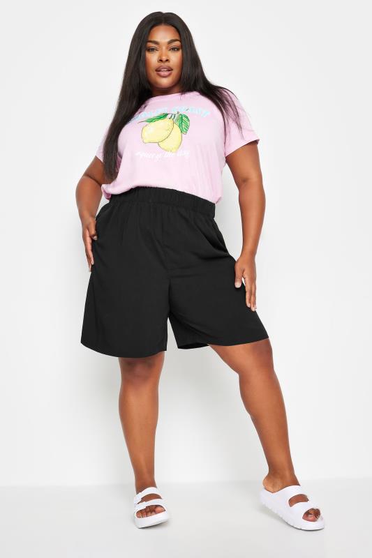 YOURS Plus Size Black Pull On Shorts | Yours Clothing 2