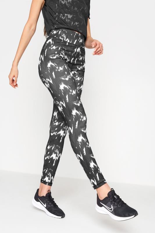 LTS ACTIVE Tall Black Marble Print High Waisted Gym Leggings 2