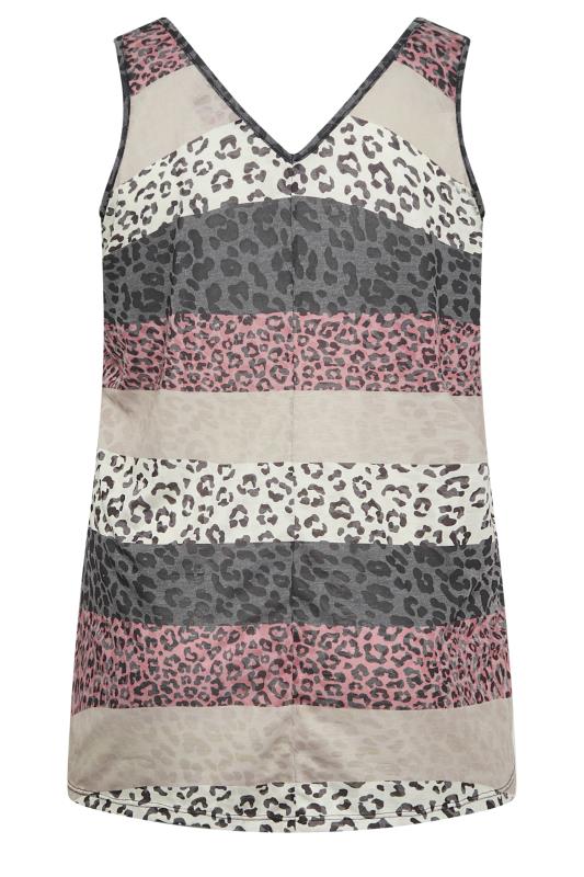 YOURS Plus Size Beige Brown Striped Animal Print Swing Vest Top | Yours Clothing 7