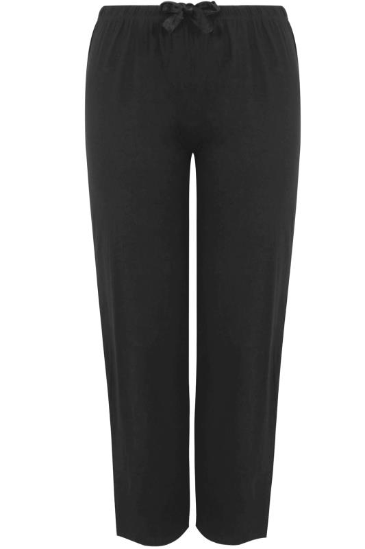 2 PACK Plus Size Black Wide Leg Pyjama Bottoms | Yours Clothing 6