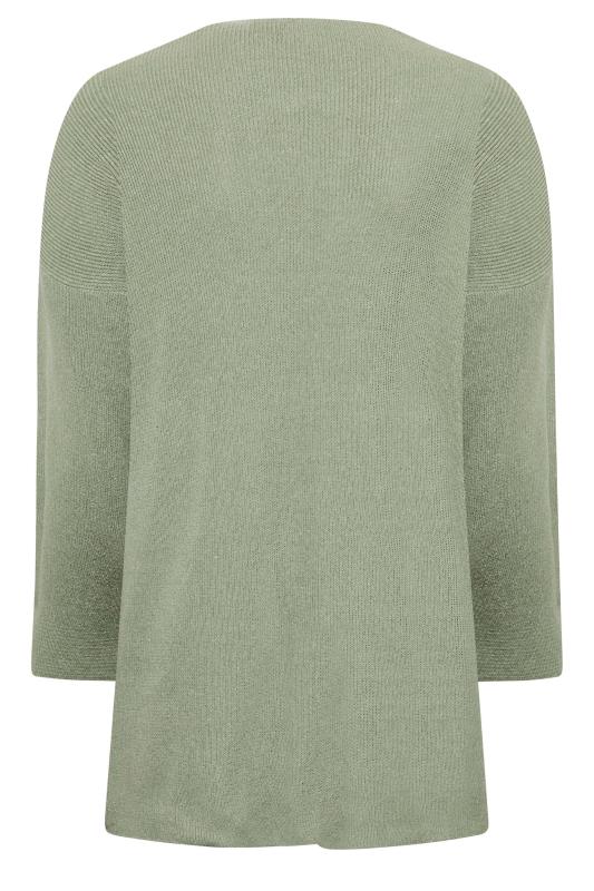 Plus Size Sage Green Knitted Cardigan | Yours Clothing 7