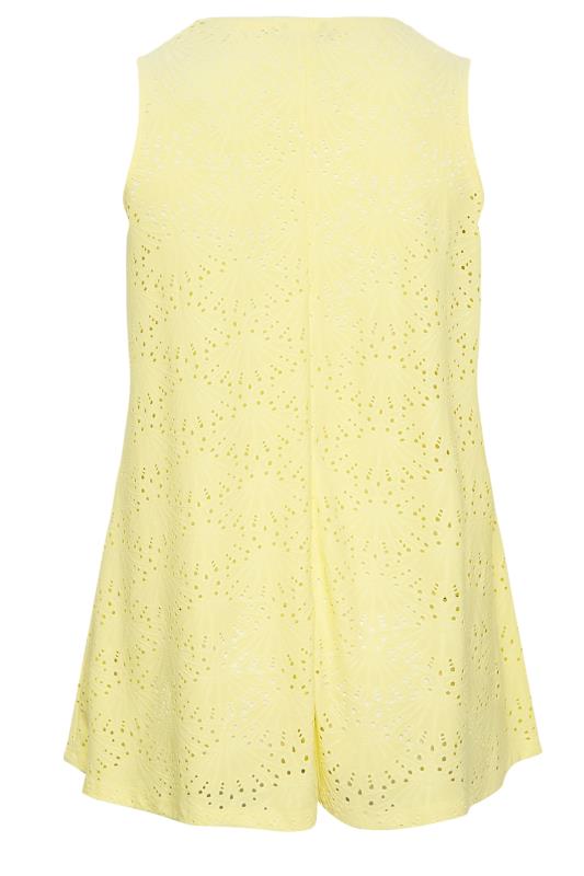 YOURS Plus Size Pastel Yellow Pointelle Vest Top | Yours Clothing 6