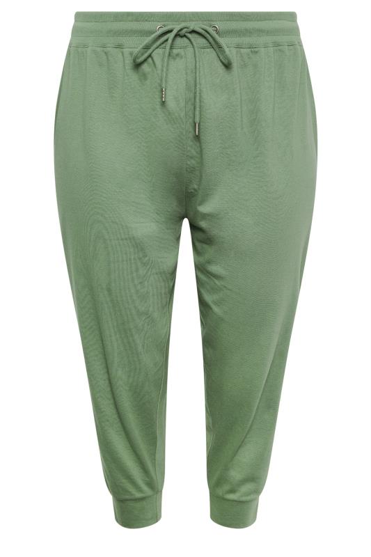 YOURS Plus Size Khaki Green Cropped Joggers | Yours Clothing 4
