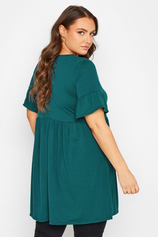 Curve Short Sleeve Tunic Emerald Green Dress | Yours Clothing 3