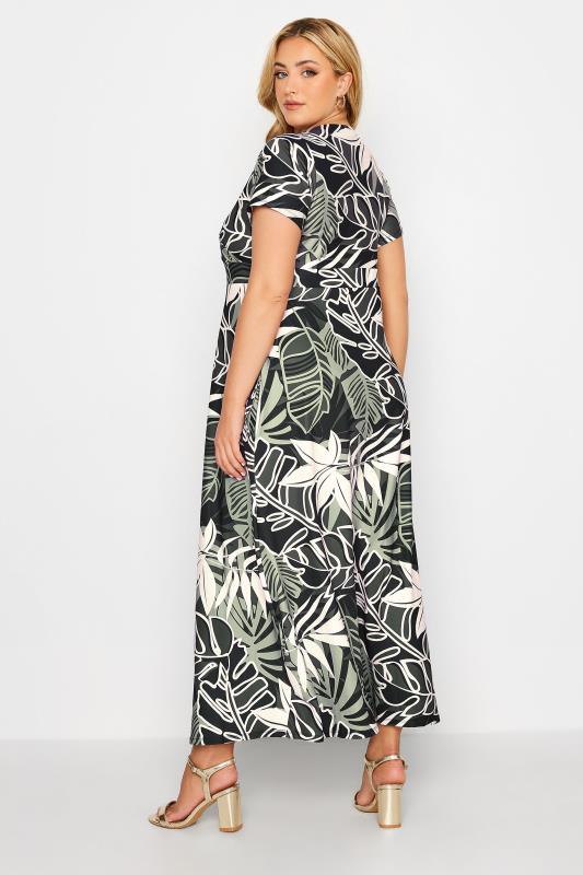 Curve Black Leaf Print Maxi Dress 3