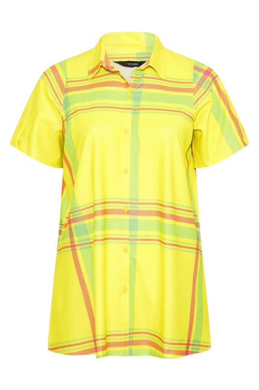 Curve Bright Yellow Check Button Through Shirt 6