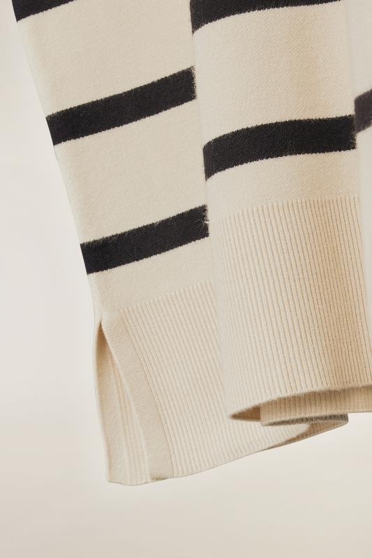 EVANS Plus Size Ivory White & Black Striped Knitted Jumper | Evans 7