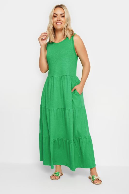 YOURS Plus Size Green Tiered Midaxi Dress | Yours Clothing 2