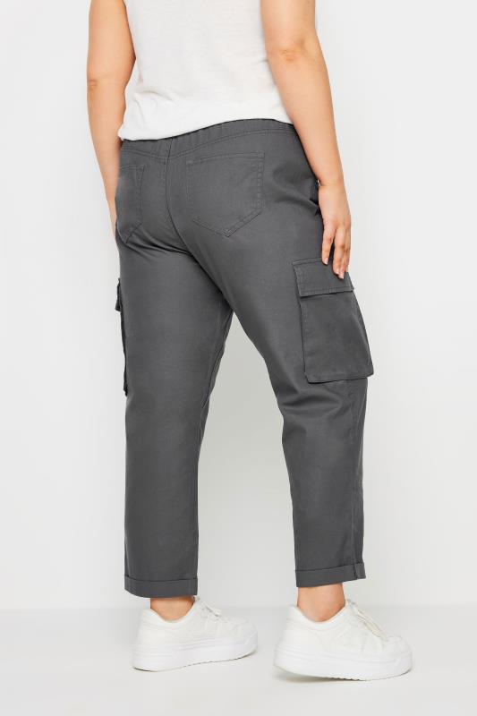 YOURS Plus Size Charcoal Grey Paperbag Utility Trousers | Yours Clothing 3