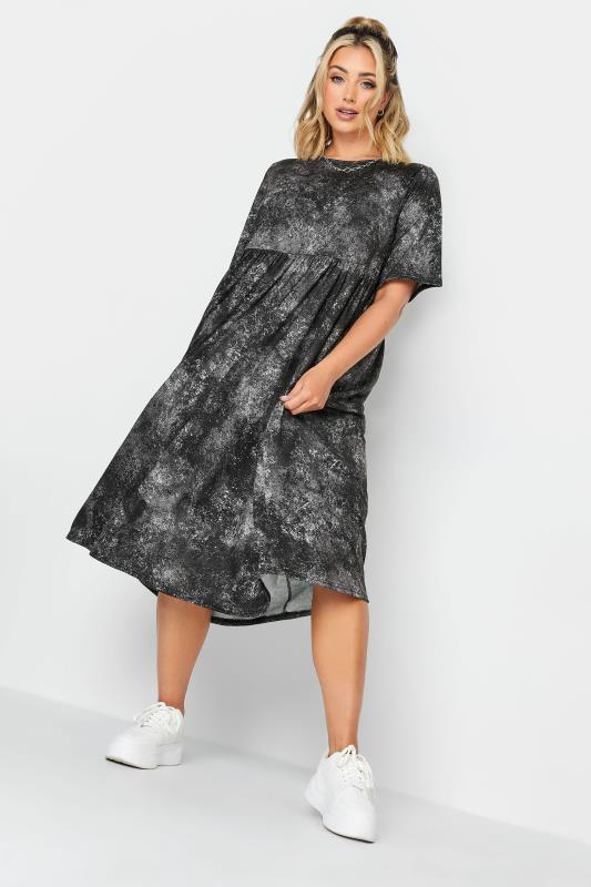 LIMITED COLLECTION Plus Size Black Acid Wash Smock Midaxi Dress | Yours Clothing 1