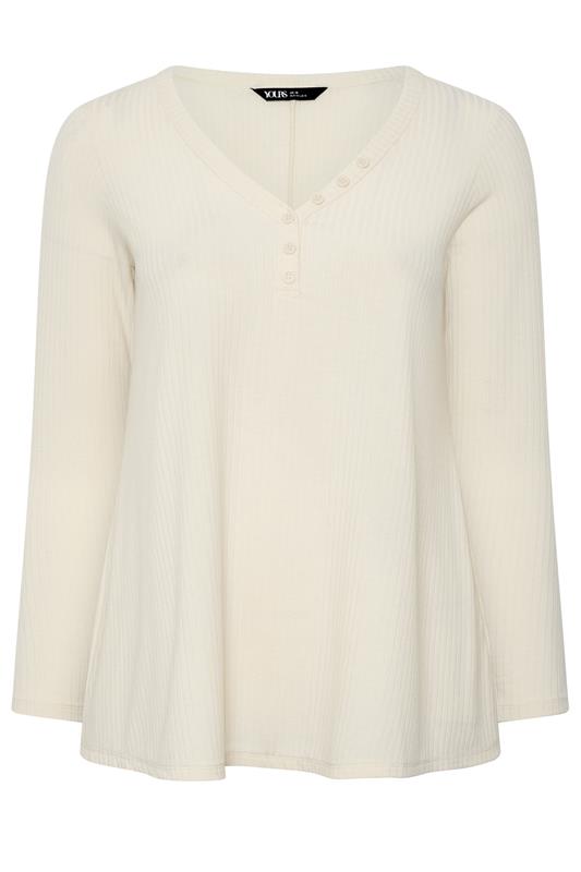 YOURS Plus Size Cream Henley Swing Top | Yours Clothing 1
