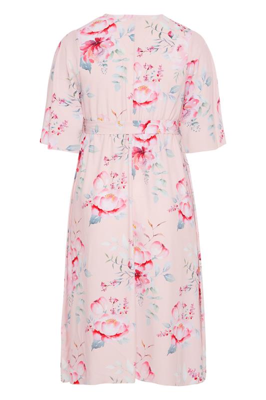 YOURS LONDON Plus Size Pink Floral Wrap Dress | Yours Clothing 7